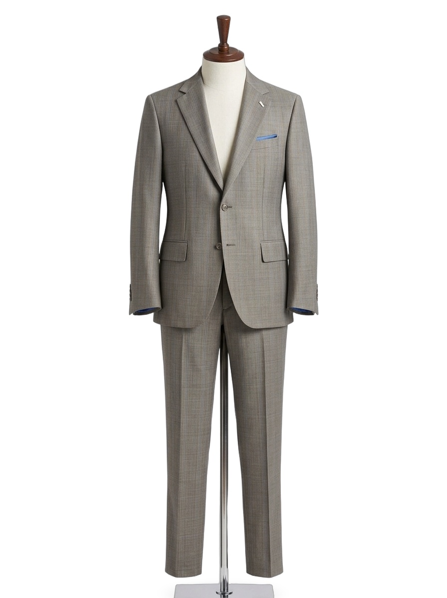 Light Grey Glen Plaid Two-Piece Wool Suit
